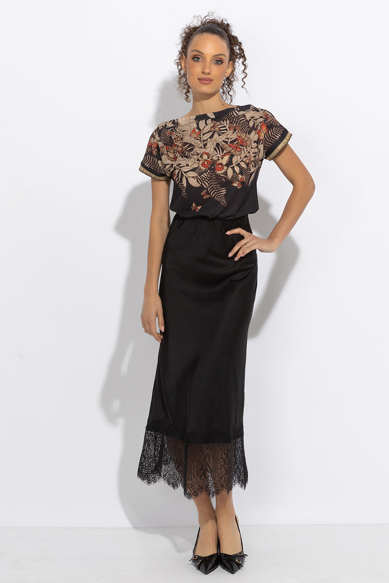 RELAXED FIT DROPPED SHOULDER BLOUSE - MIDNIGHT BUTTERFLIES JIORO БЛУЗА СЪС СВОБОДЕН СИЛУЕТ И ПАДНАЛО РАМО - MIDNIGHT BUTTERFLIES JIORO