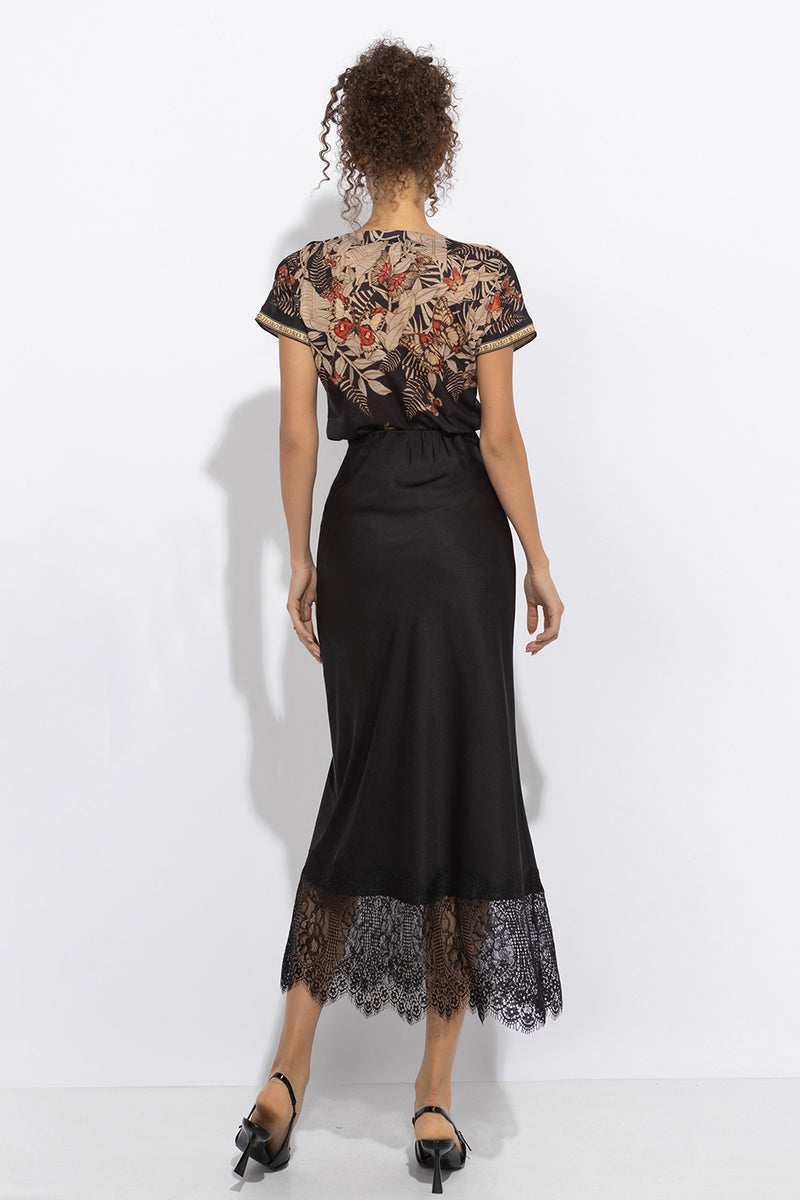 RELAXED FIT DROPPED SHOULDER BLOUSE - MIDNIGHT BUTTERFLIES JIORO БЛУЗА СЪС СВОБОДЕН СИЛУЕТ И ПАДНАЛО РАМО - MIDNIGHT BUTTERFLIES JIORO