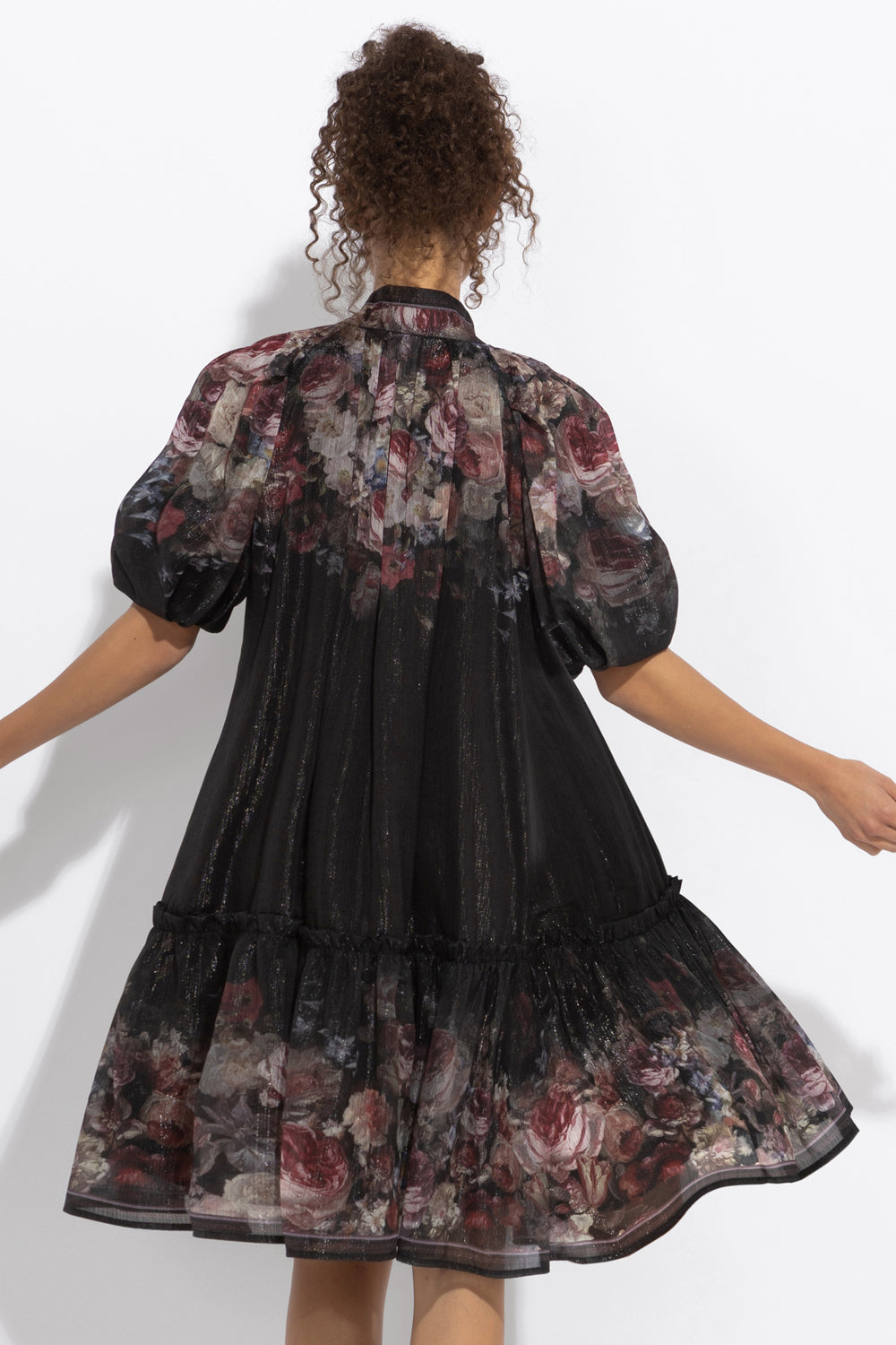 VESTITO CON MANICHE A SBUFFO - FIORI VINTAGE