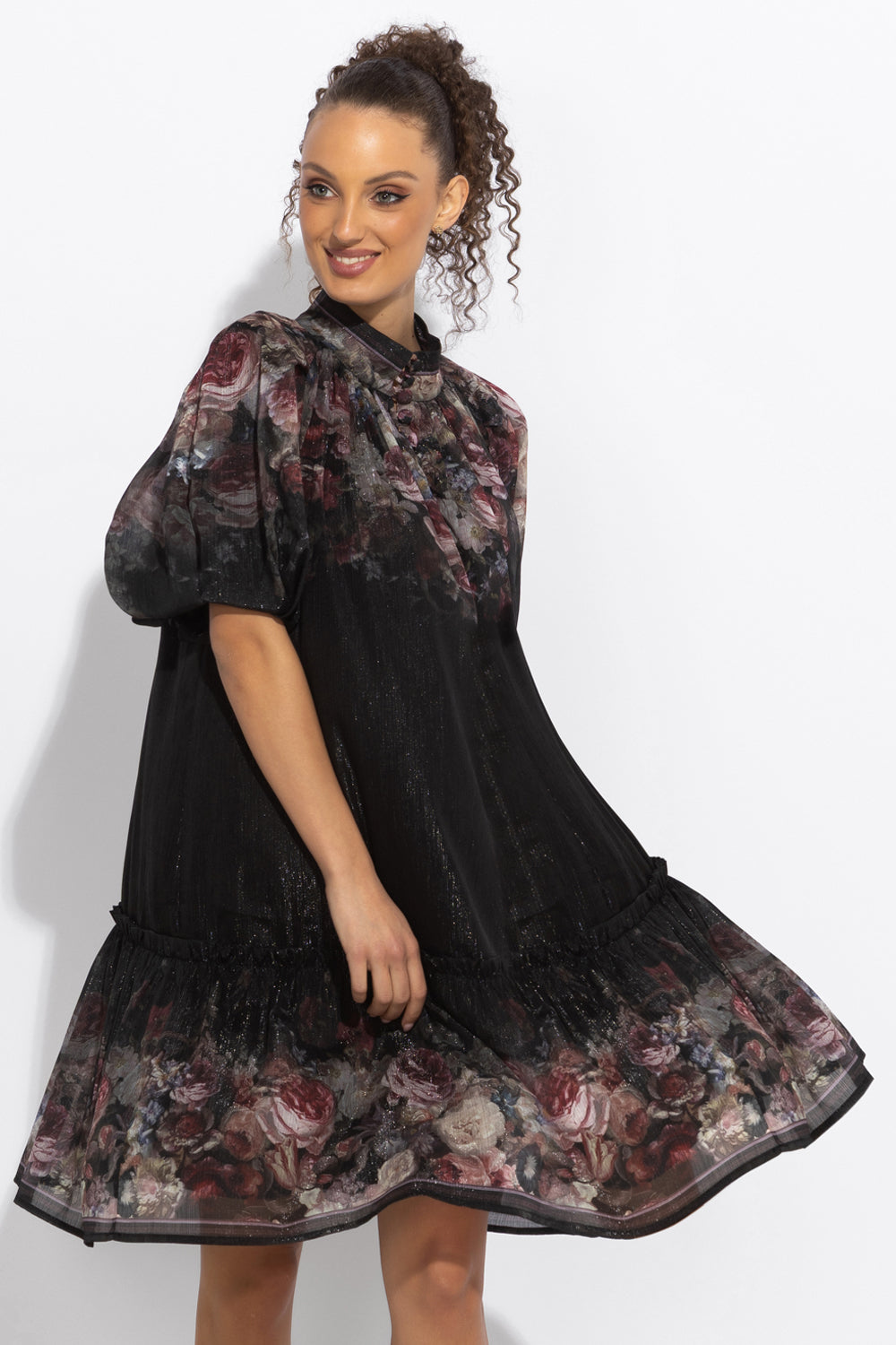 VESTITO CON MANICHE A SBUFFO - FIORI VINTAGE