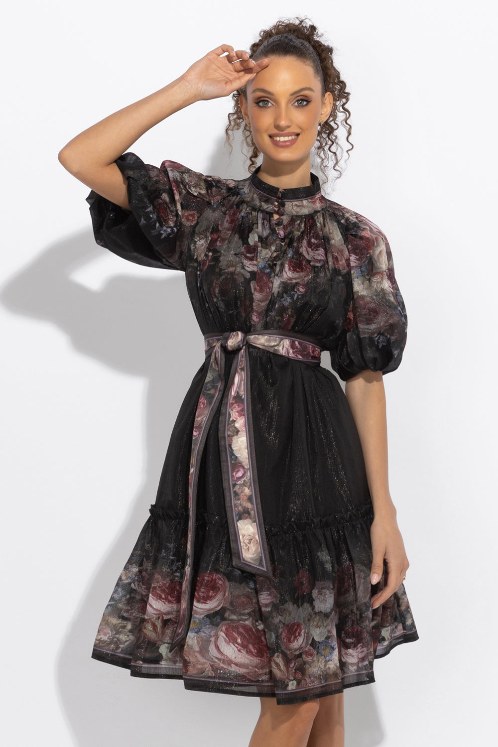 VESTITO CON MANICHE A SBUFFO - FIORI VINTAGE
