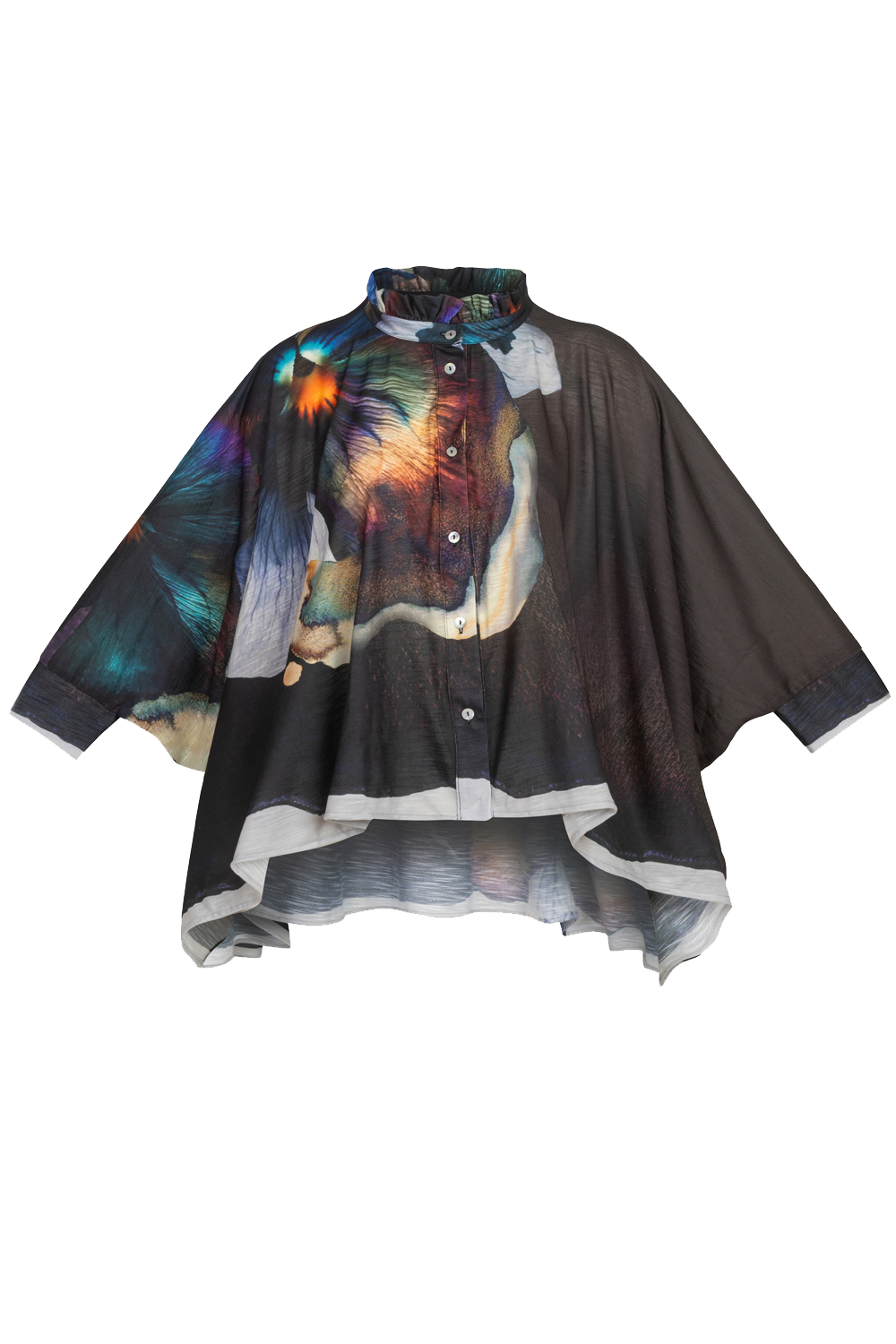 SQUARE TUNIC WITH RUFFLED COLLAR - VIOLET