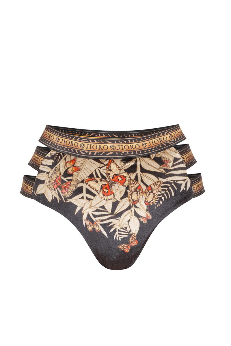 VELVET BIKINI-STYLE BOTTOM - MIDNIGHT BUTTERFLIES