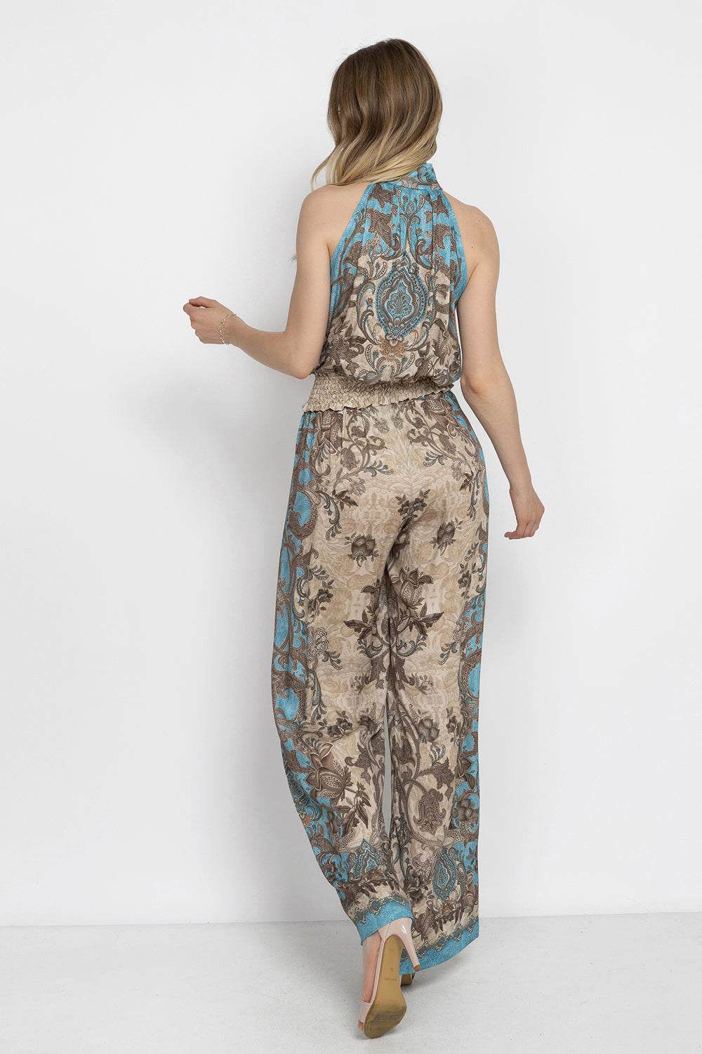 VISKOSE SATIN CROP TOP - PAISLEY SKY