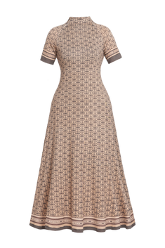 MODAL HIGH-NECK MIDI DRESS - MOCHA MOUSSE LOGO