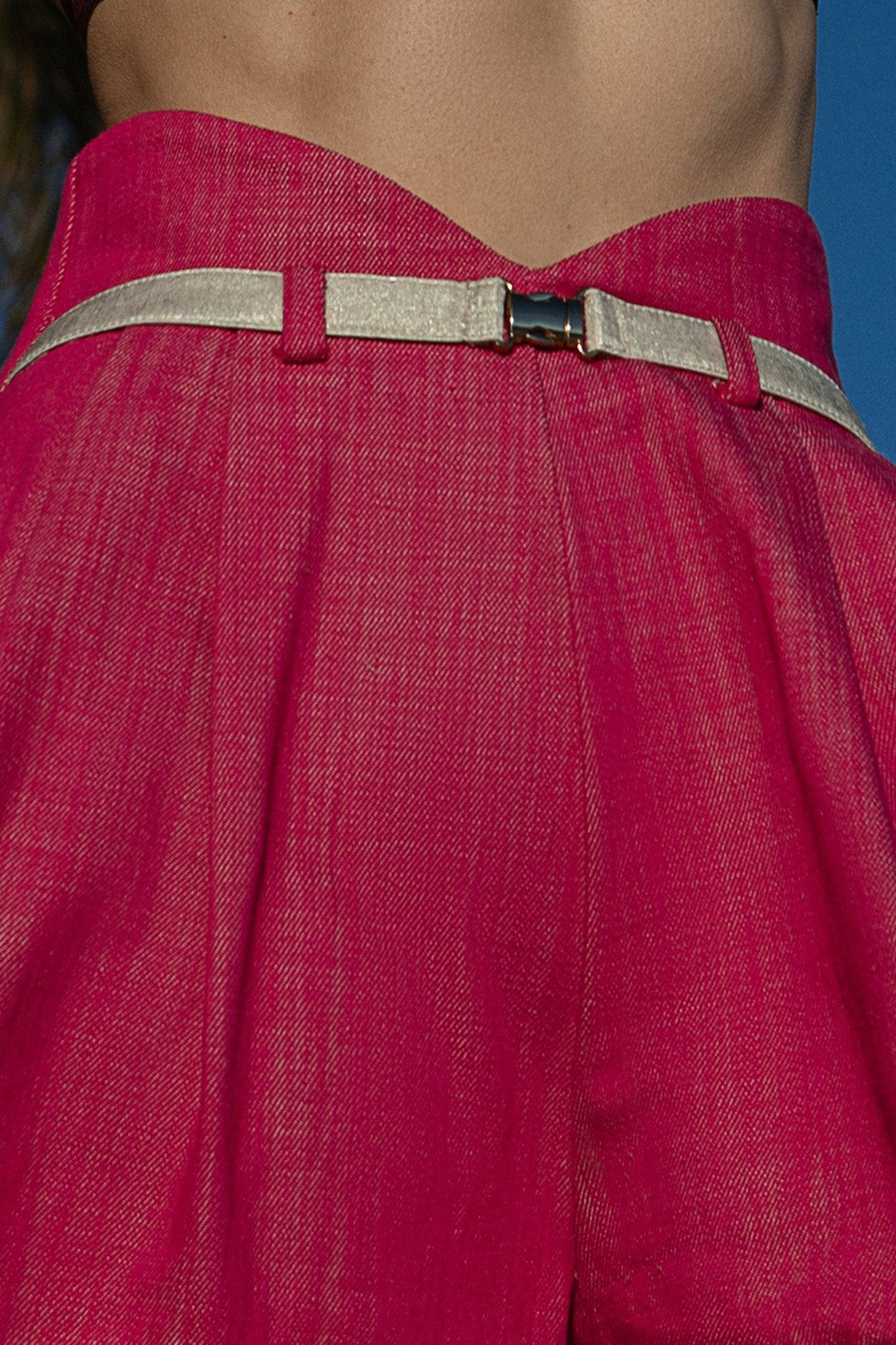 HIGH WAIST RASPBERRY DENIM BERMUDA - ESSENTIALS