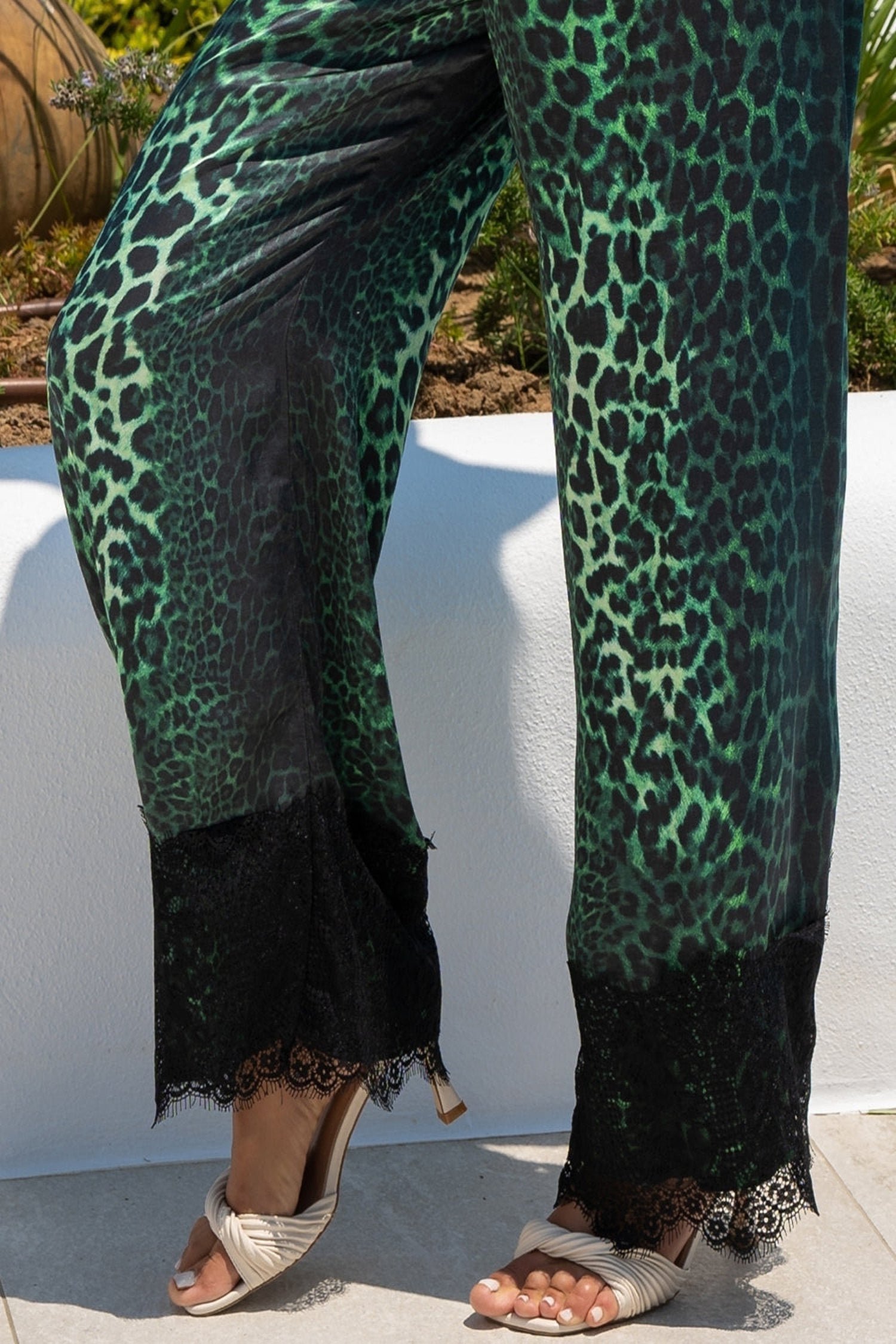 VISCOSE LOOSE TROUSERS - LEO NEON GREEN