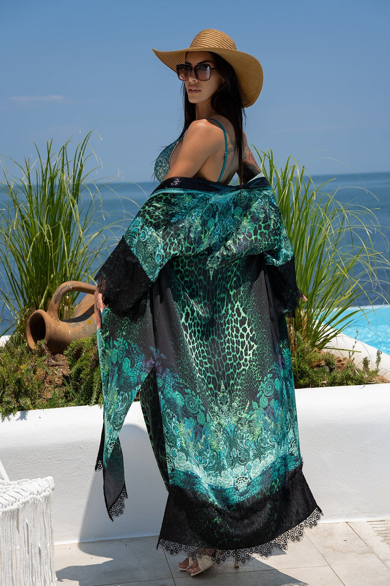 VISCOSE KIMONO - LEO NEON GREEN