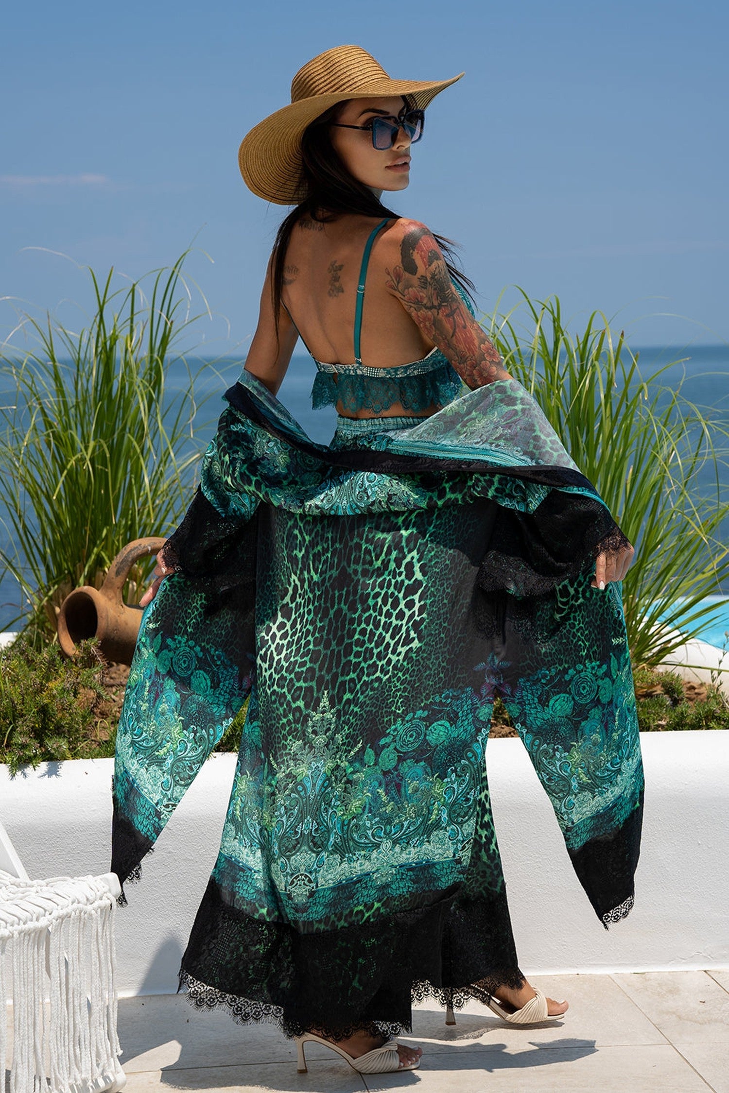 VISCOSE KIMONO - LEO NEON GREEN