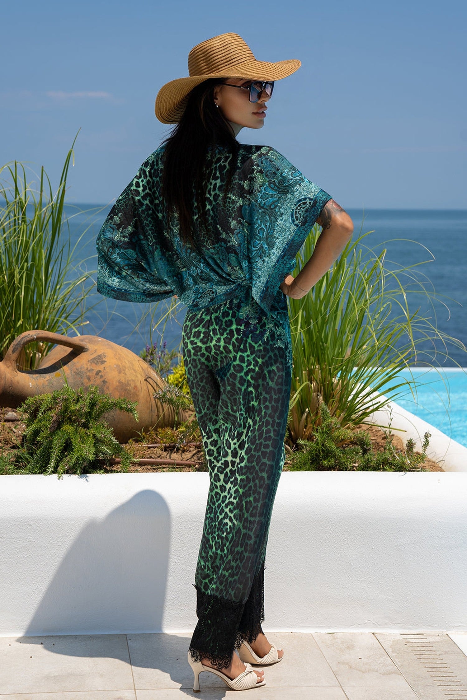 VISCOSE LOOSE TROUSERS - LEO NEON GREEN