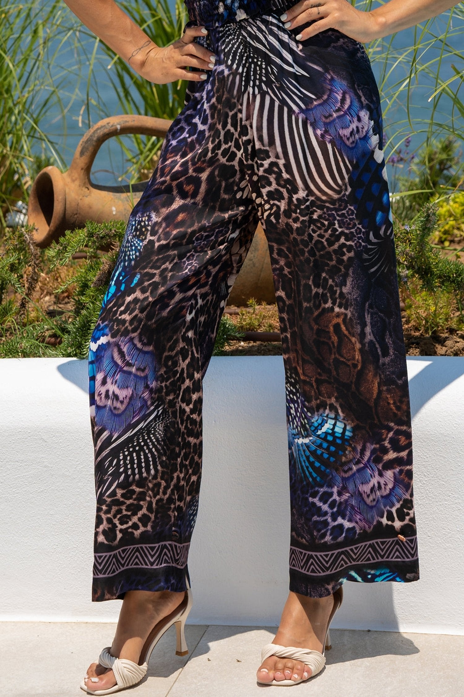 LOOSE FIT VISCOSE PANTS - LEO NEON DARK