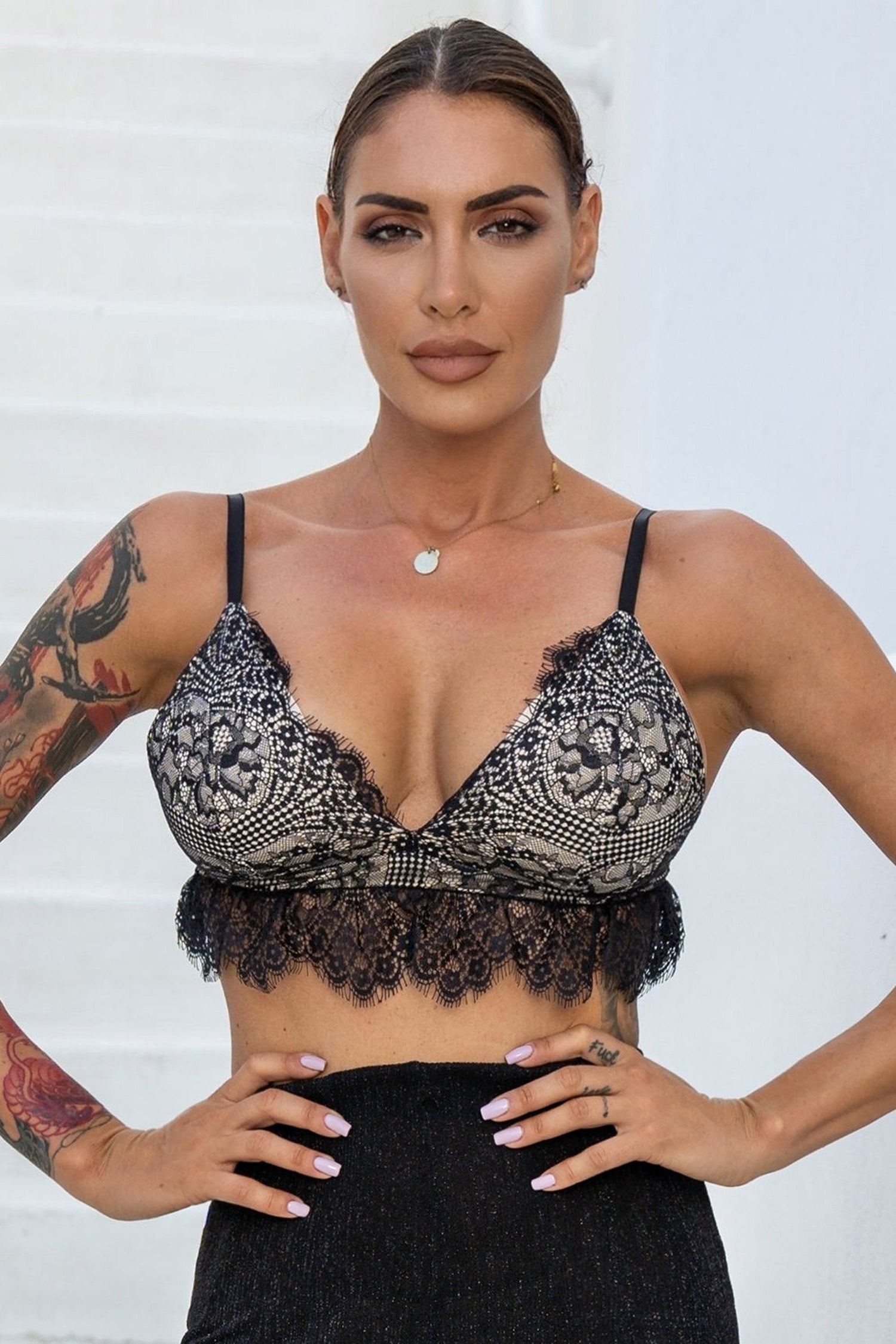 BLACK LACE TOP - ESSENTIALS