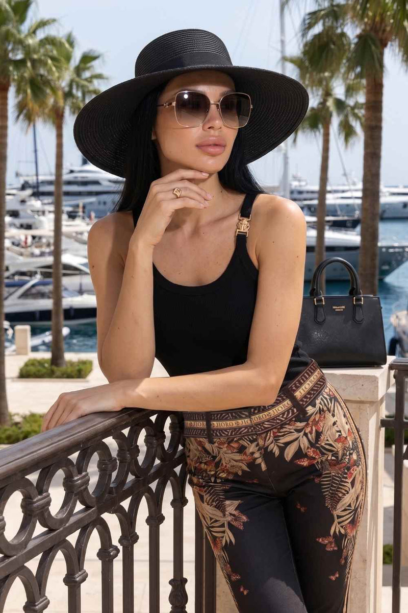 COTTON RIBBED CAMI TOP WITH THIN STRAPS IN BLACK - ESSENTIALS JIORO  ТОП С ТЪНКИ ПРЕЗРАМКИ ОТ ПАМУЧЕН РИПС В ЧЕРНО – ESSENTIALS JIORO