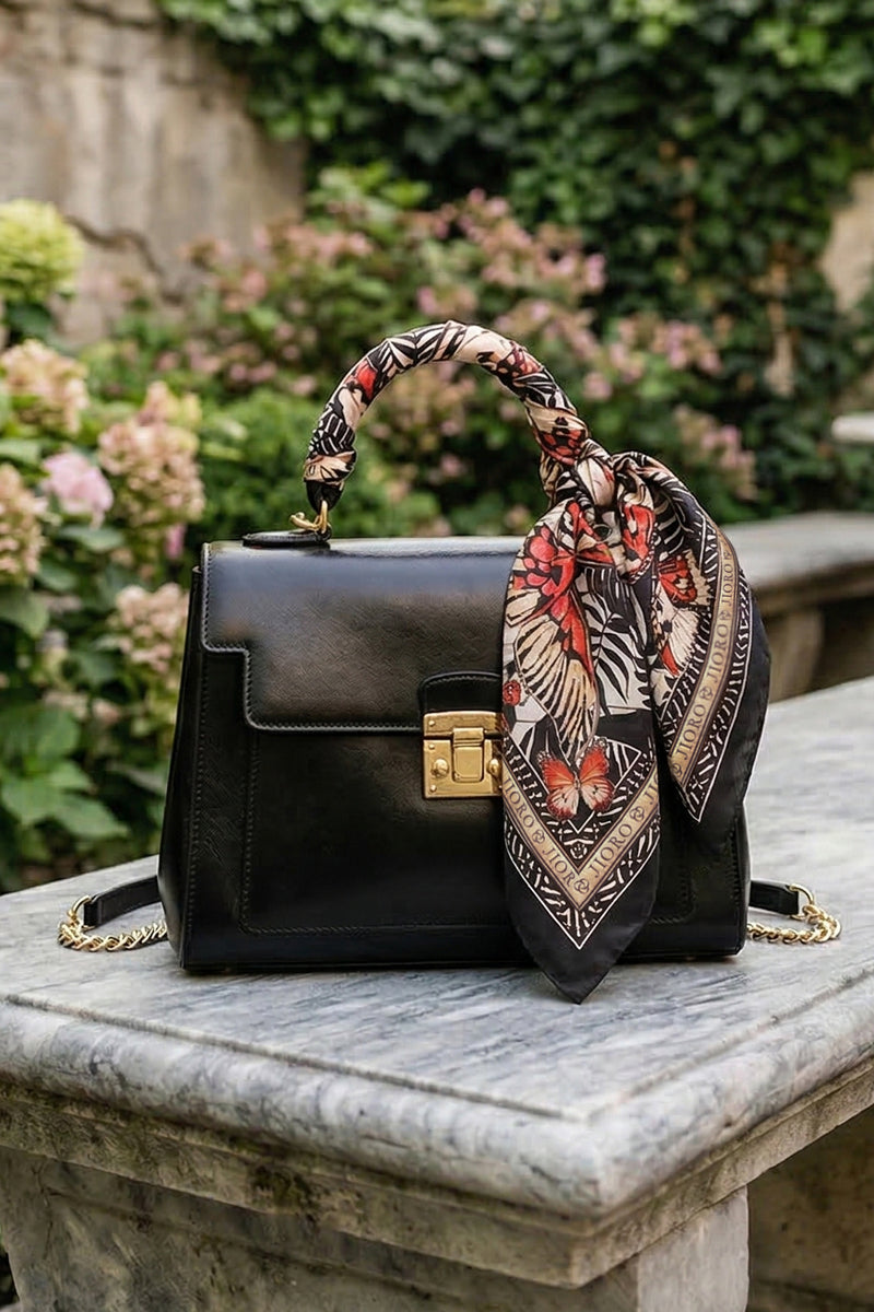 SQUARE VISCOSE HEADSCARF - MIDNIGHT BUTTERFLIES