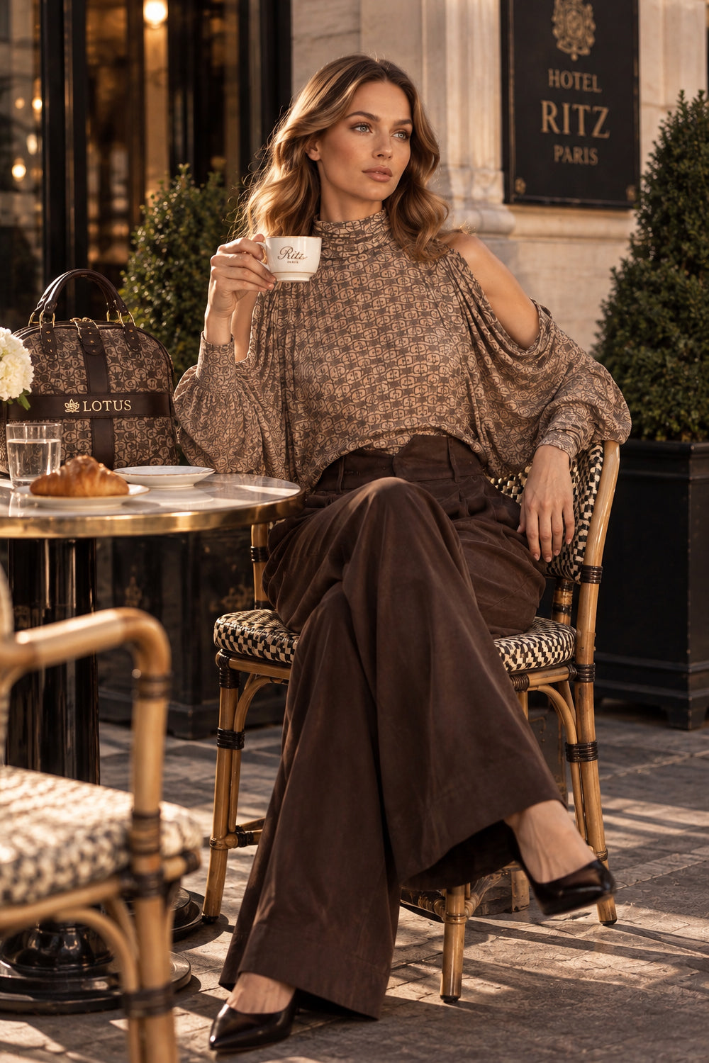 MODAL BATWING TURTLENECK TOP - MOCHA MOUSSE LOGO JIORO ТОП ОТ МОДАЛ С ПОЛО ЯКА И ПРИЛЕП РЪКАВ - MOCHA MOUSSE LOGO JIORO