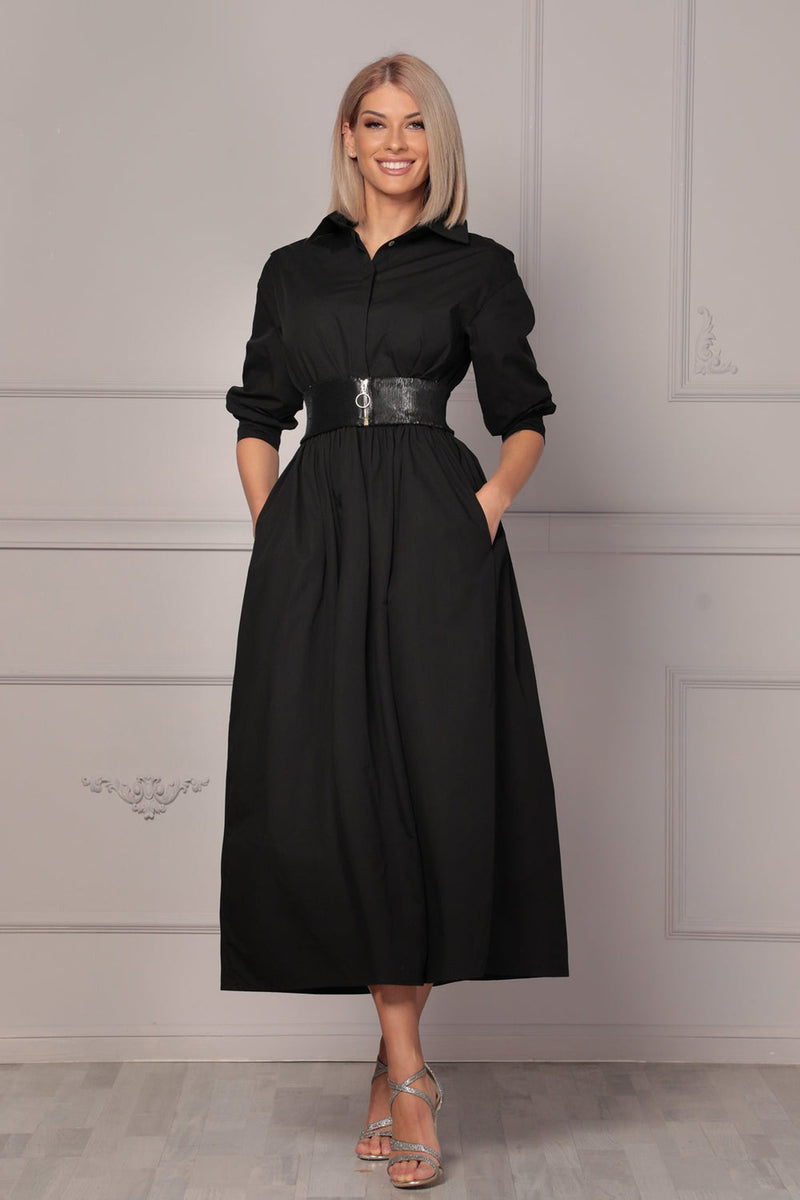ABITO LARGO IN POPLIN CON CINTURA - ESSENTIALS