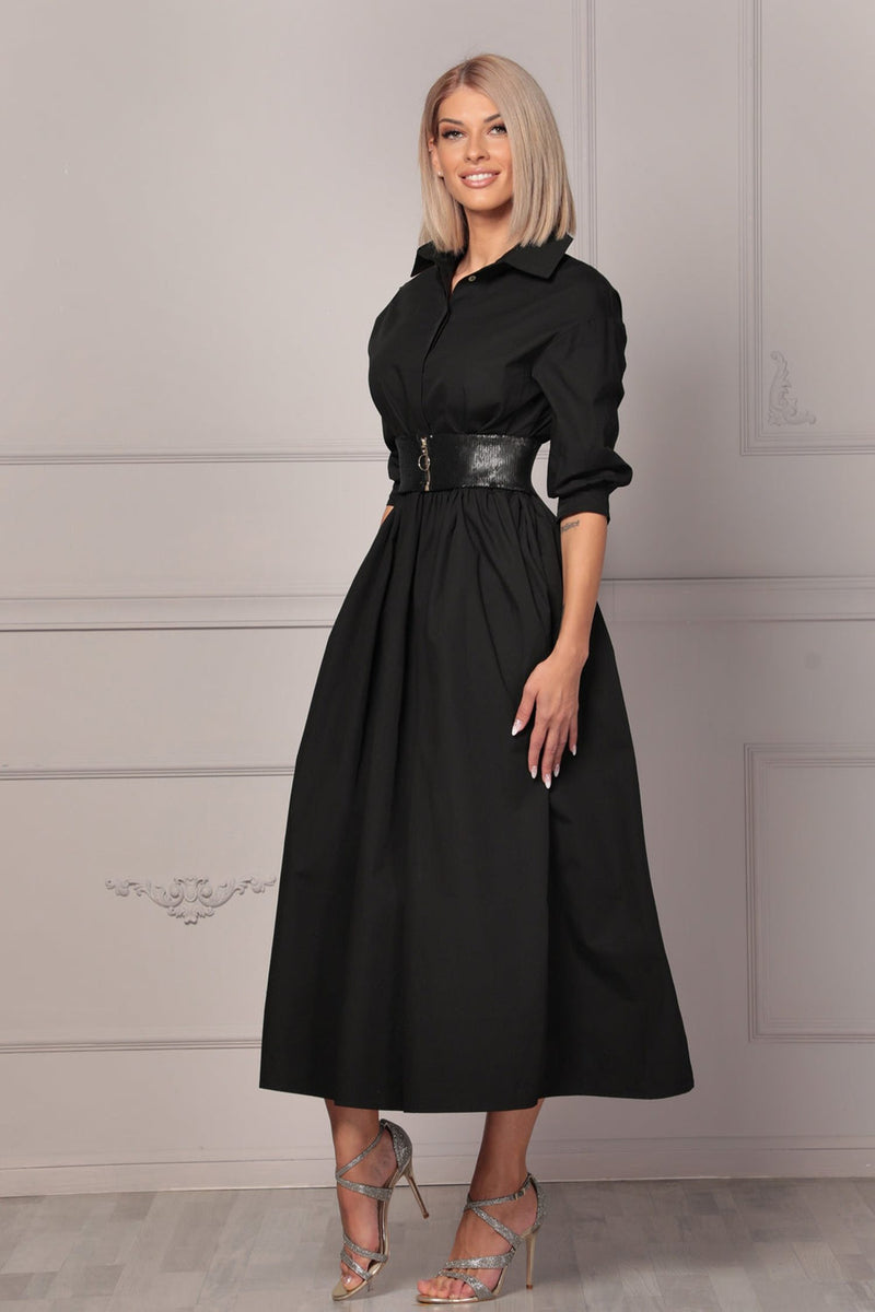 ABITO LARGO IN POPLIN CON CINTURA - ESSENTIALS