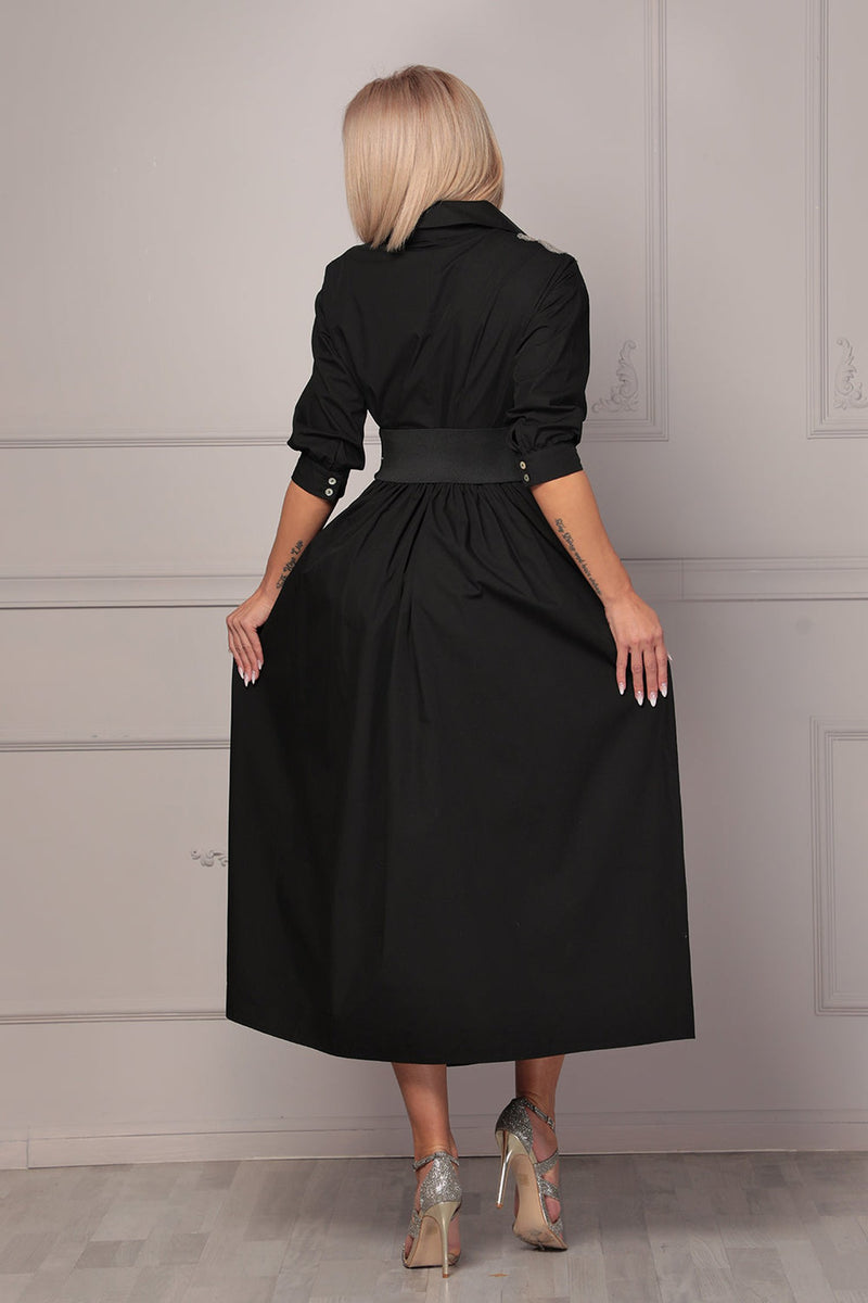 ABITO LARGO IN POPLIN CON CINTURA - ESSENTIALS