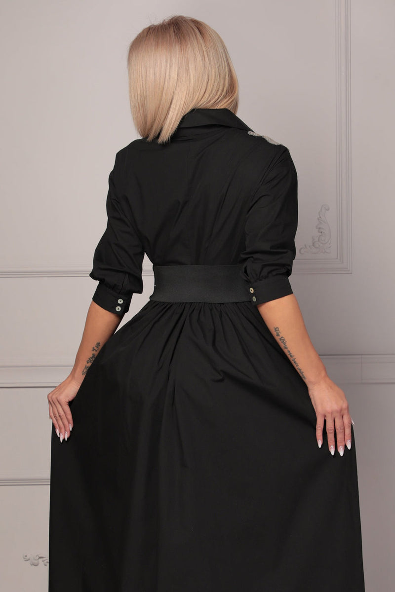 ABITO LARGO IN POPLIN CON CINTURA - ESSENTIALS