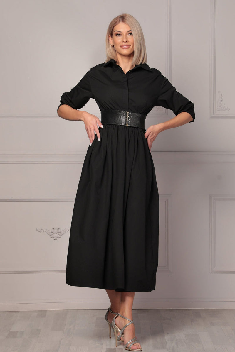 ABITO LARGO IN POPLIN CON CINTURA - ESSENTIALS