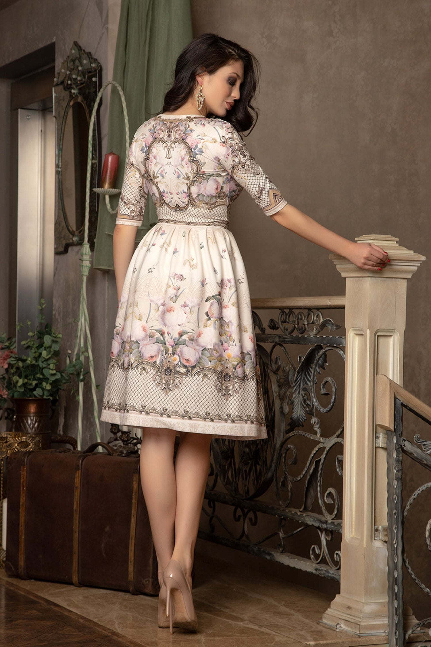 WRAPPED V-NECK BODYSUIT -  BAROQUE FLOWERS JIORO БОДИ С V-ДЕКОЛТЕ - BAROQUE FLOWERS JIORO