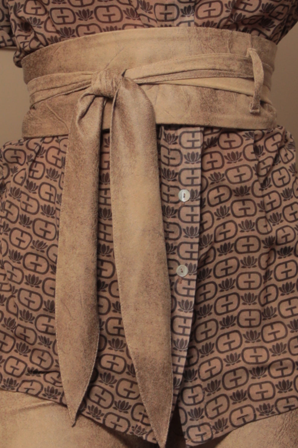 WRAP-STYLE BELT - SUEDE-LIKE IMITATION IN CAPPUCCINO - ESSENTIALS