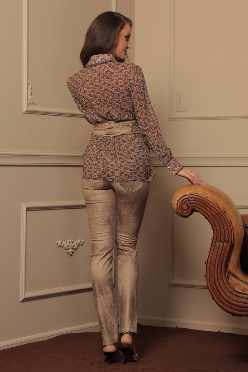 Chemise imprimée à manches longues - logo marron foncé