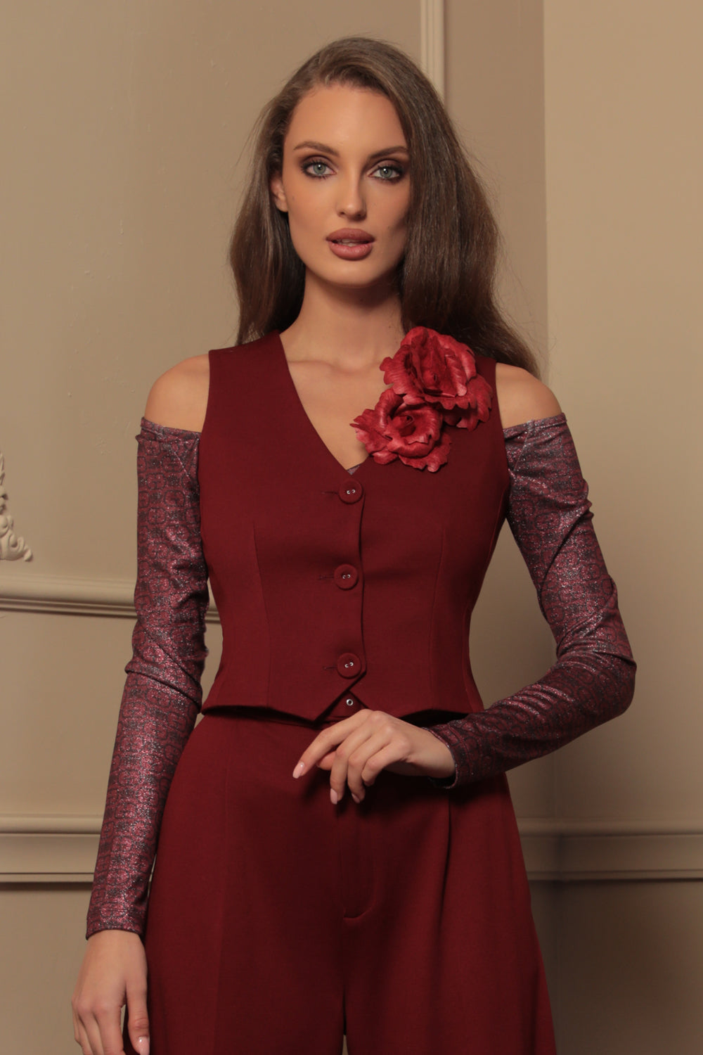 ΓΙΛΕΚΟ ΑΠΟ ΒΙΣΚΟΖΗ ΣΕ ΧΡΩΜΑ BURGUNDY - ESSENTIALS