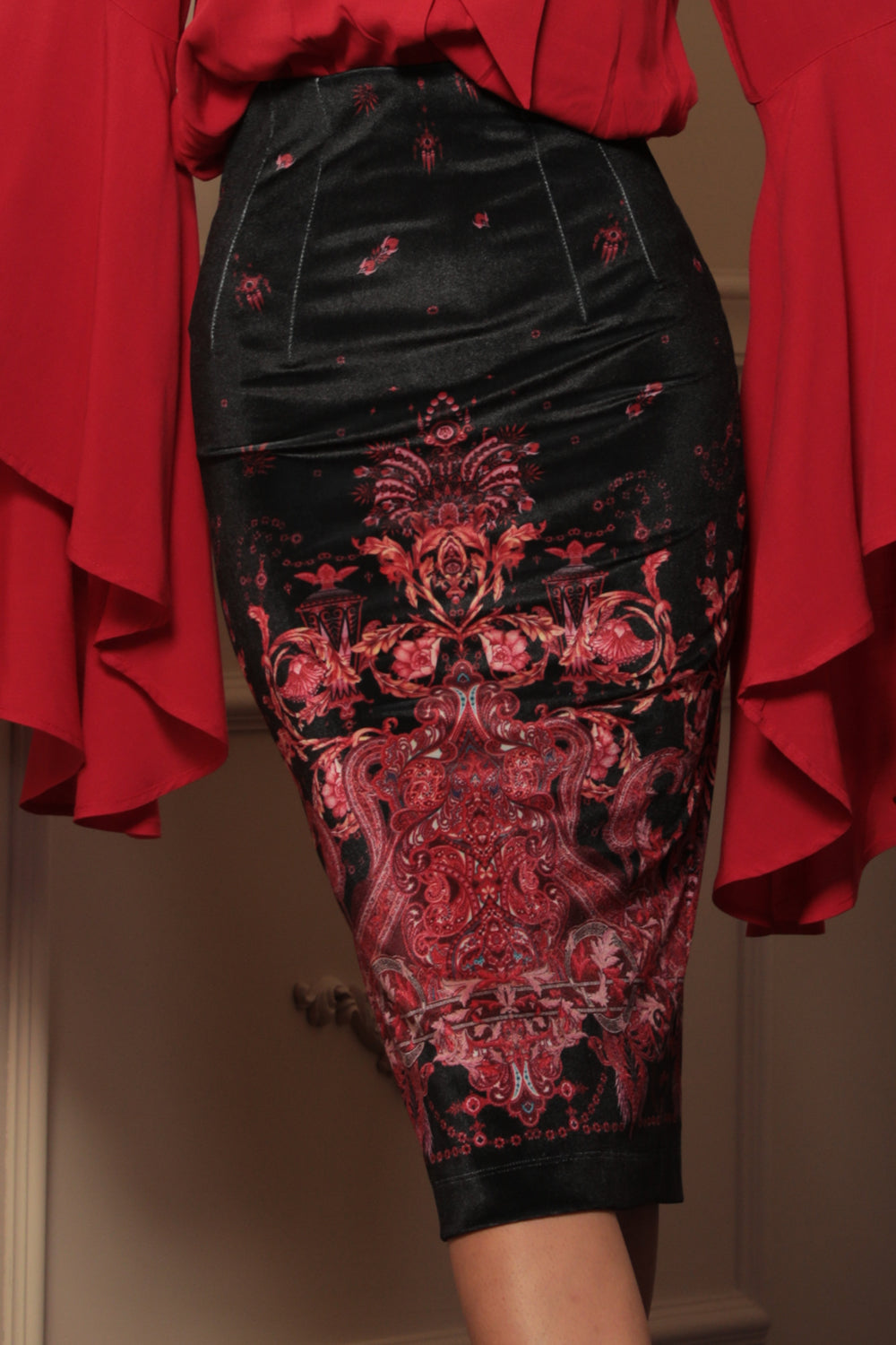 VELVET SKIRT - PAISLEY DARK JIORO ТЯСНА ПОЛА ОТ КАДИФЕ - PAISLEY DARK JIORO