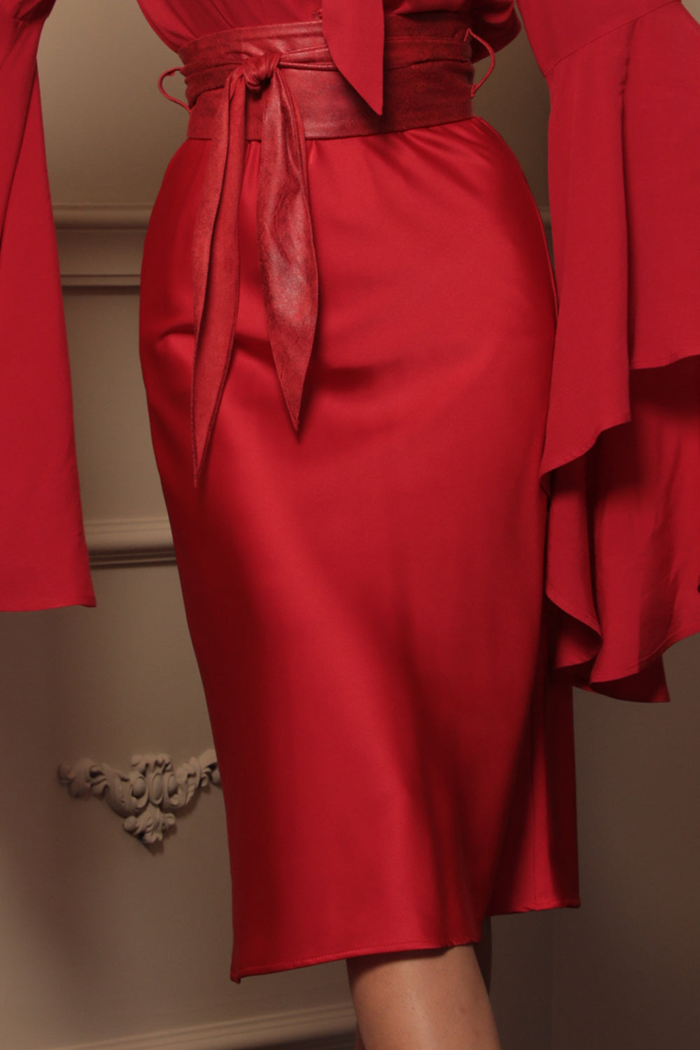 BIAS-CUT SATIN SKIRT WITH ELASTIC WAISTBAND - ESSENTIALS