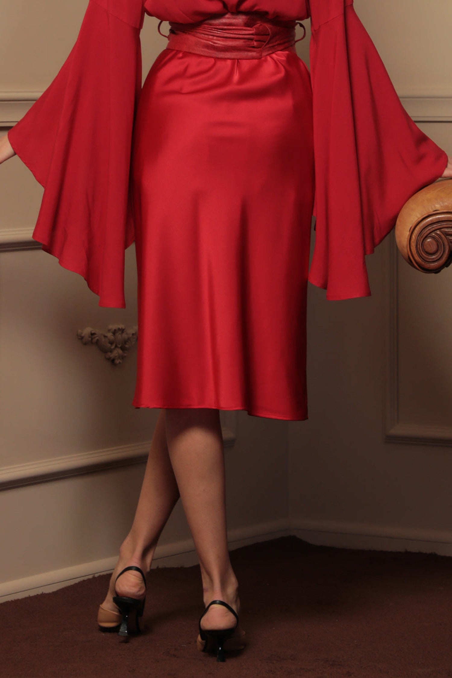 BIAS-CUT SATIN SKIRT WITH ELASTIC WAISTBAND - ESSENTIALS