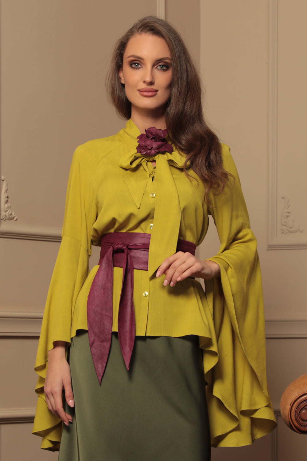 WRAP-STYLE BELT - SUEDE-LIKE IMITATION IN BURGUNDY - ESSENTIALS
