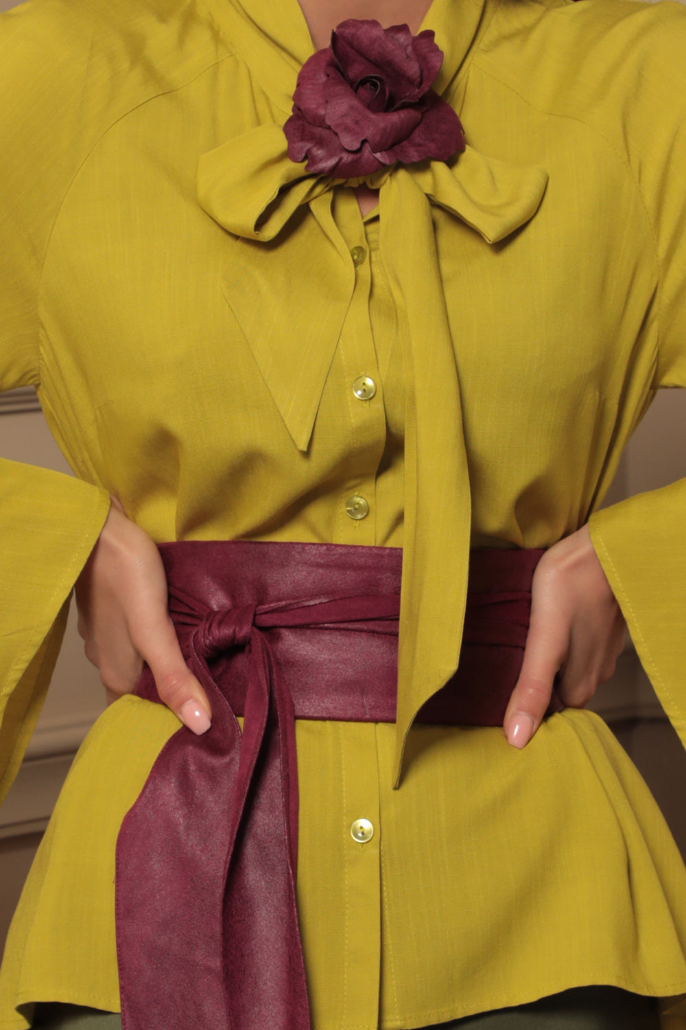 ΖΩΝΗ ΣΕ ΣΤΥΛ WRAP - ΜΙΜΗΣΗ ΣΟΥΕΝΤ ΣΕ ΧΡΩΜΑ BURGUNDY - ESSENTIALS