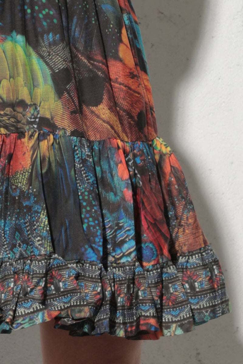 FREIES KLEID AUS VISKOSE MIT SEIDE - AMAZONIA