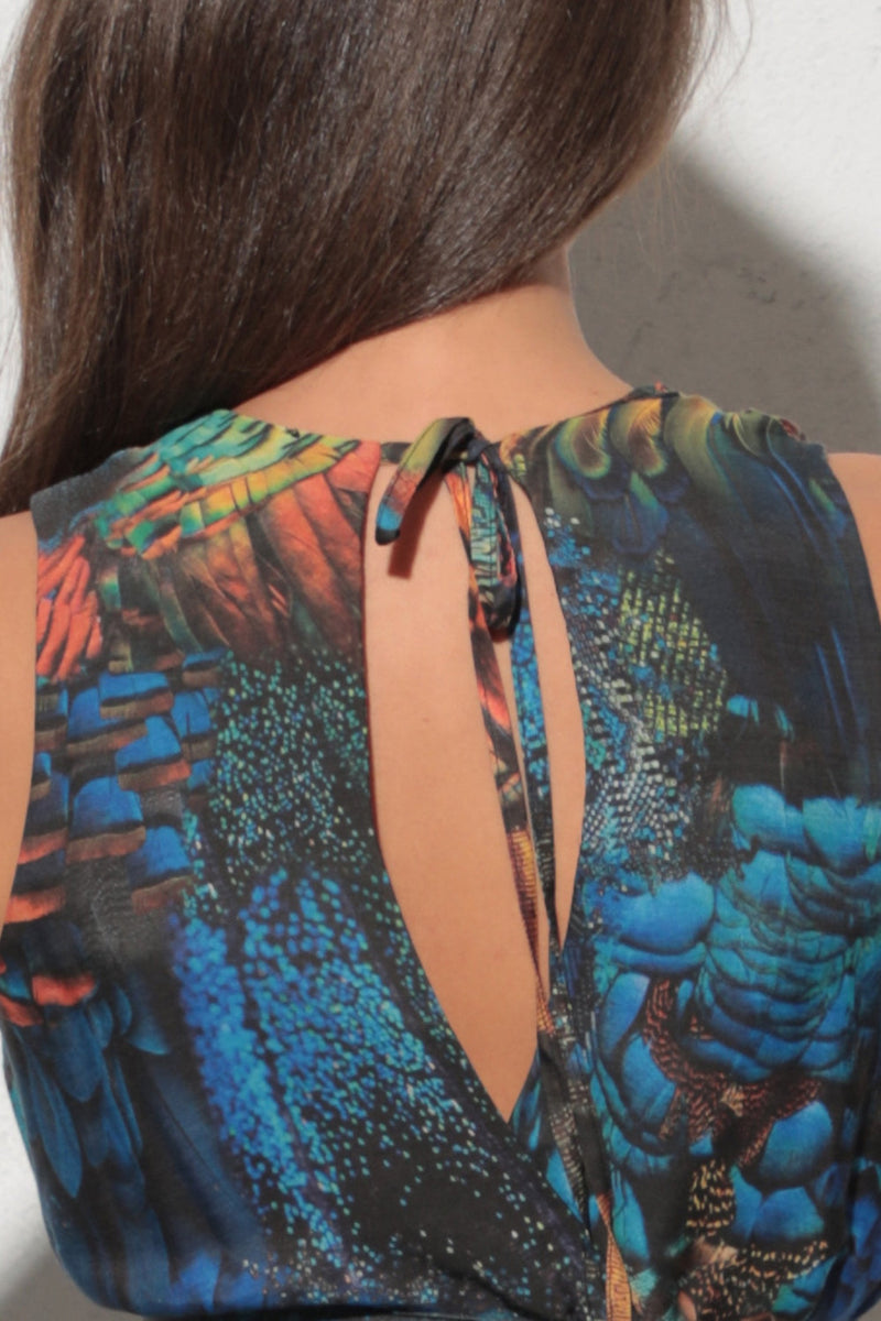 FREIES KLEID AUS VISKOSE MIT SEIDE - AMAZONIA