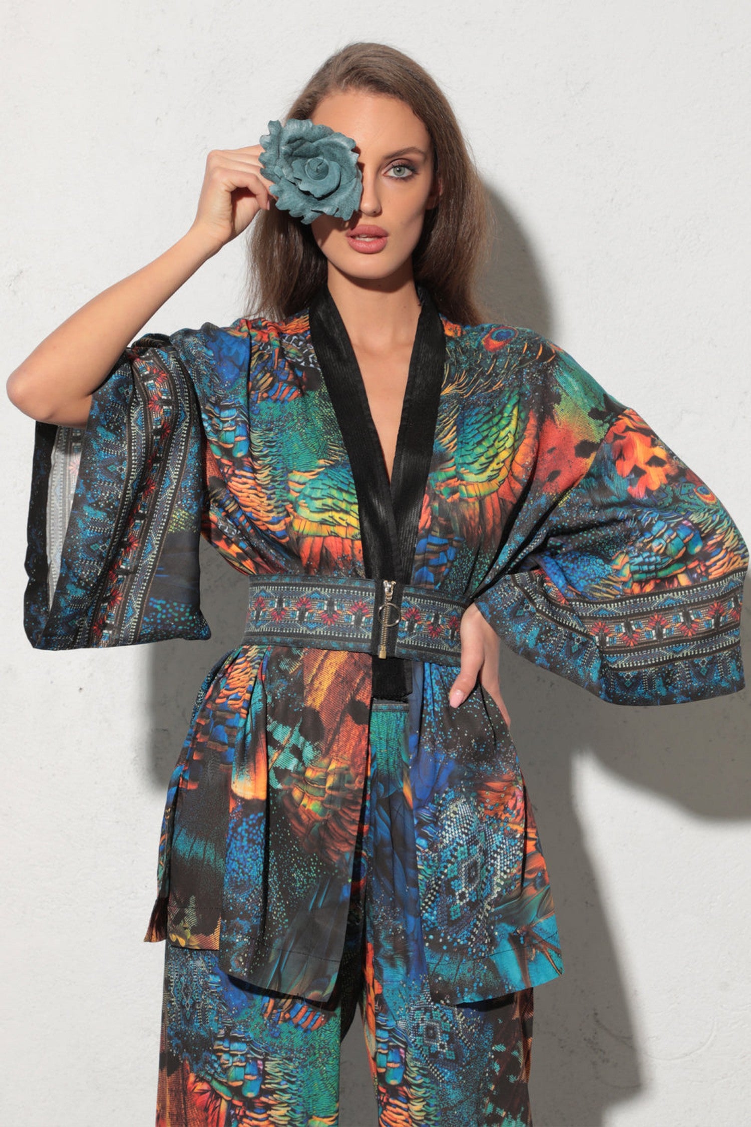 KIMONO CROP AUS VISKOSE - AMAZONIA