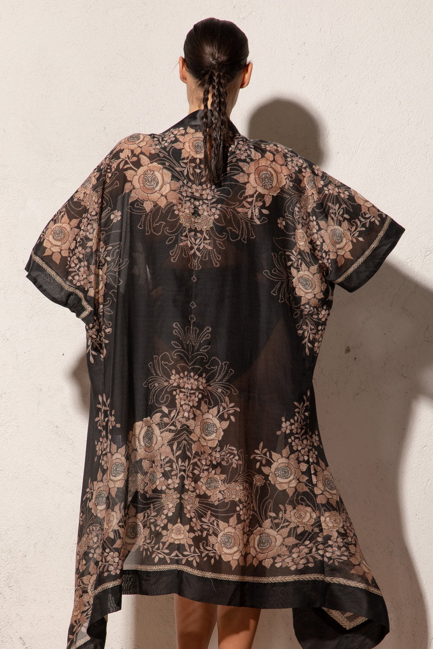 SILK COTTON KIMONO - GOLDEN ROSES