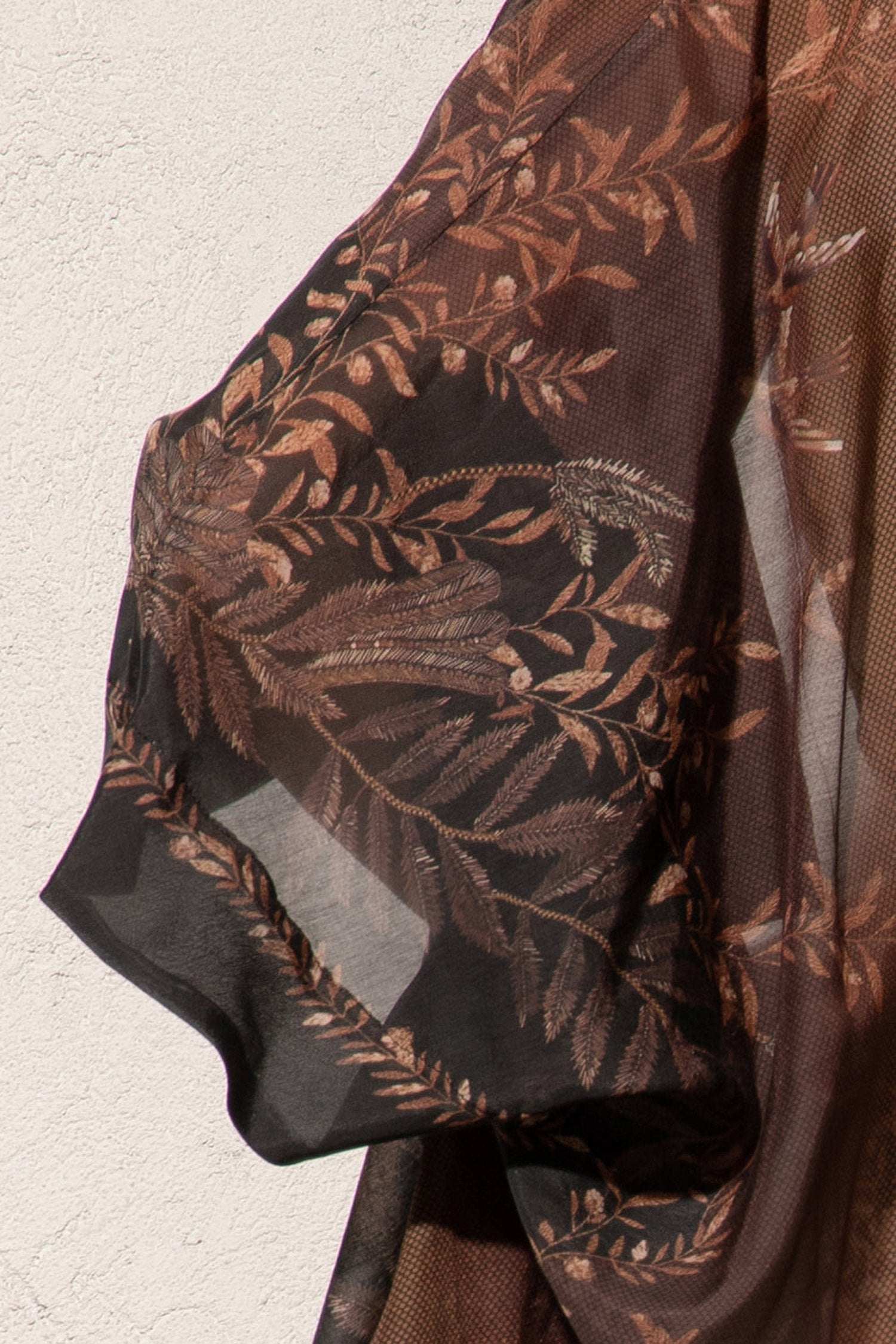 COTTON SILK KIMONO DRESS WITH HOOD - SECRET GARDEN