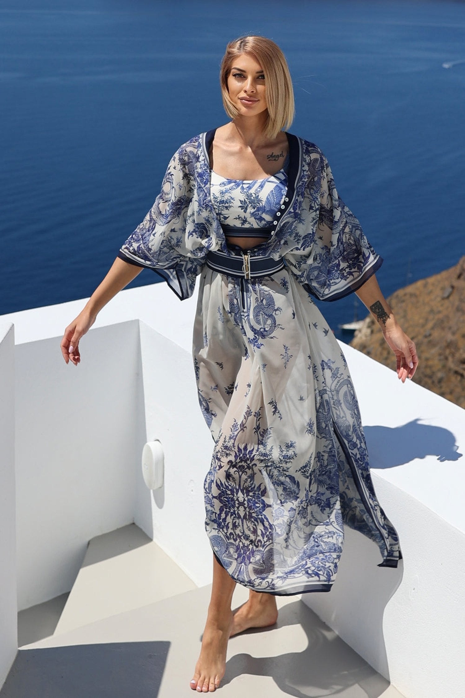 CHIFFON CAFTAN DRESS - ASIA SKY