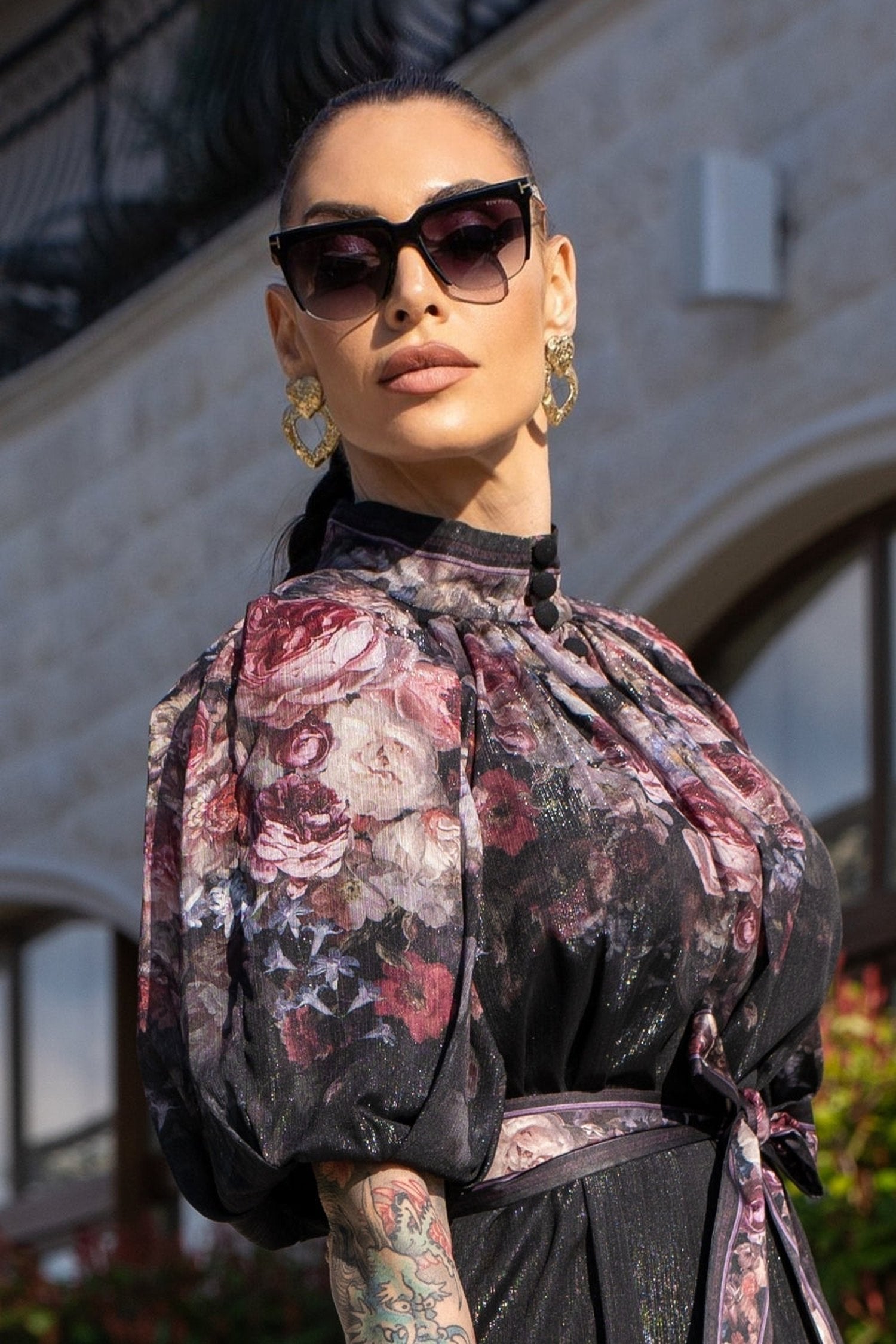 VESTITO CON MANICHE A SBUFFO - FIORI VINTAGE