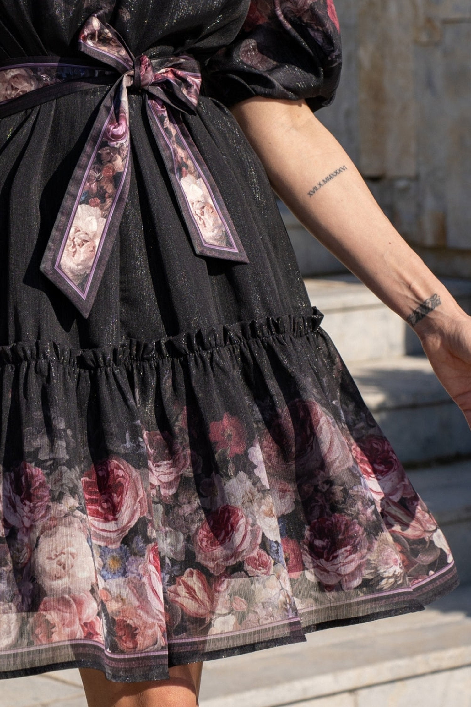 VESTITO CON MANICHE A SBUFFO - FIORI VINTAGE