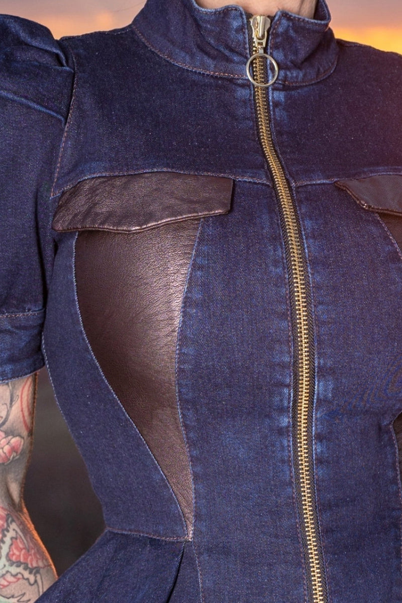 BUFFER SLEEVE DENIM BLAZER - ESSENTIALS