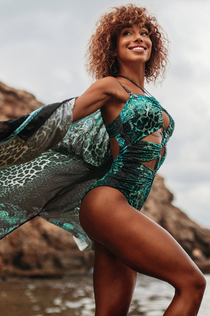 VISKOSE KIMONO - LEO NEON GRÜN