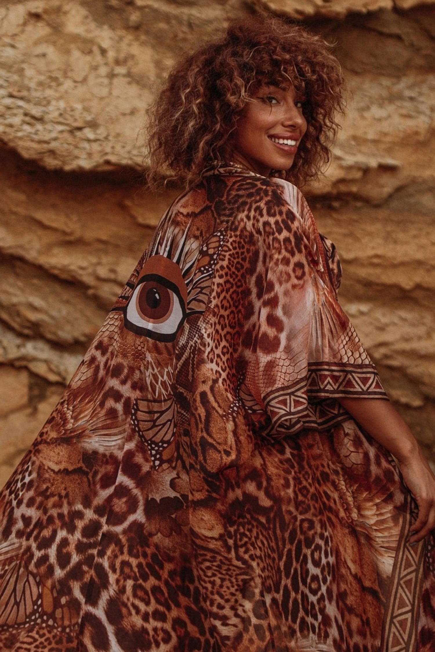 SILK COTTON KIMONO - LEO SAND