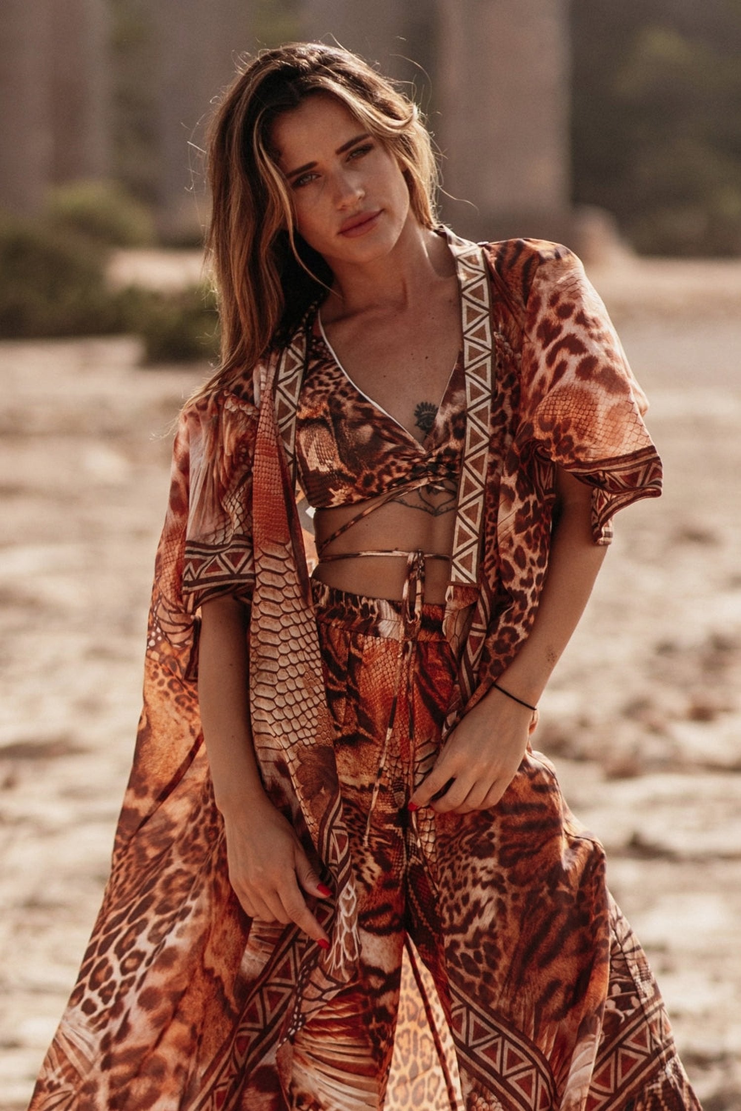SILK COTTON KIMONO - LEO SAND