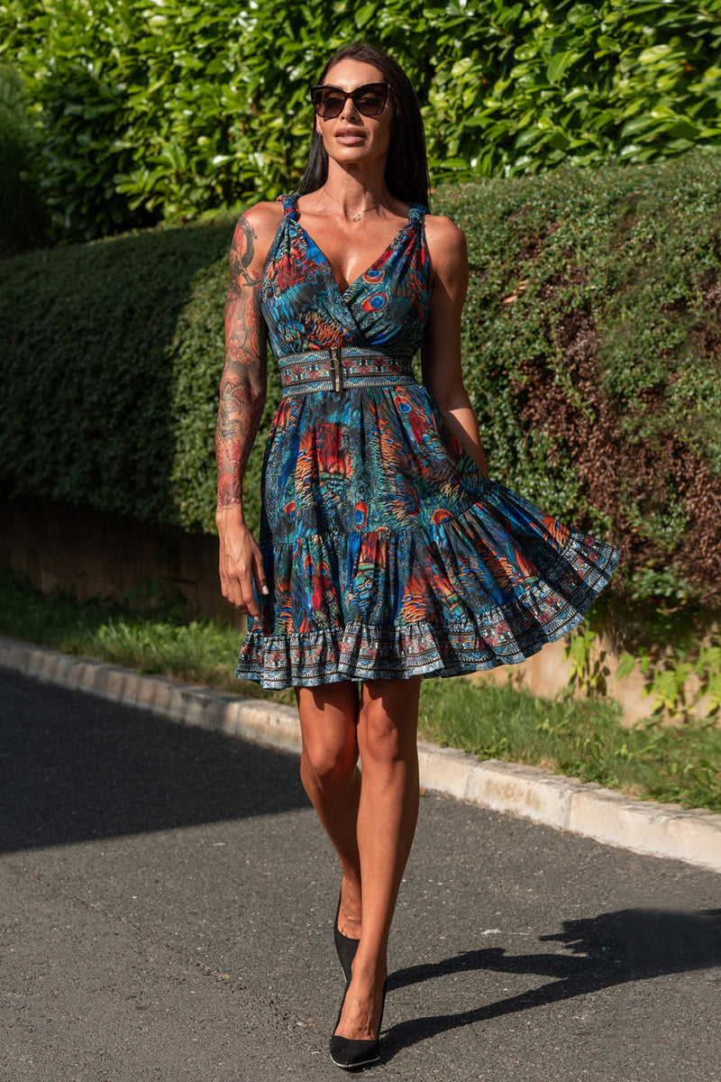 FREIES KLEID AUS VISKOSE MIT SEIDE - AMAZONIA