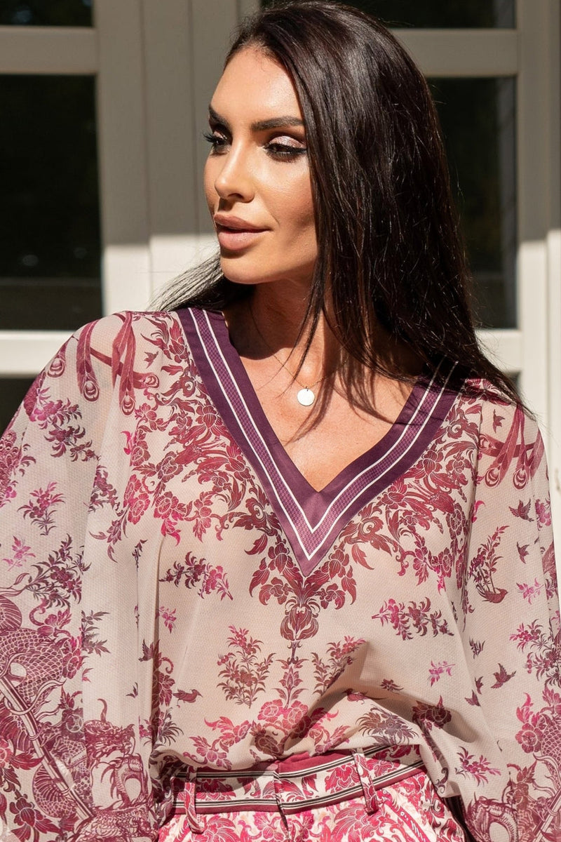 TUNICA IN CHIFFON - ASIA BORDEAUX