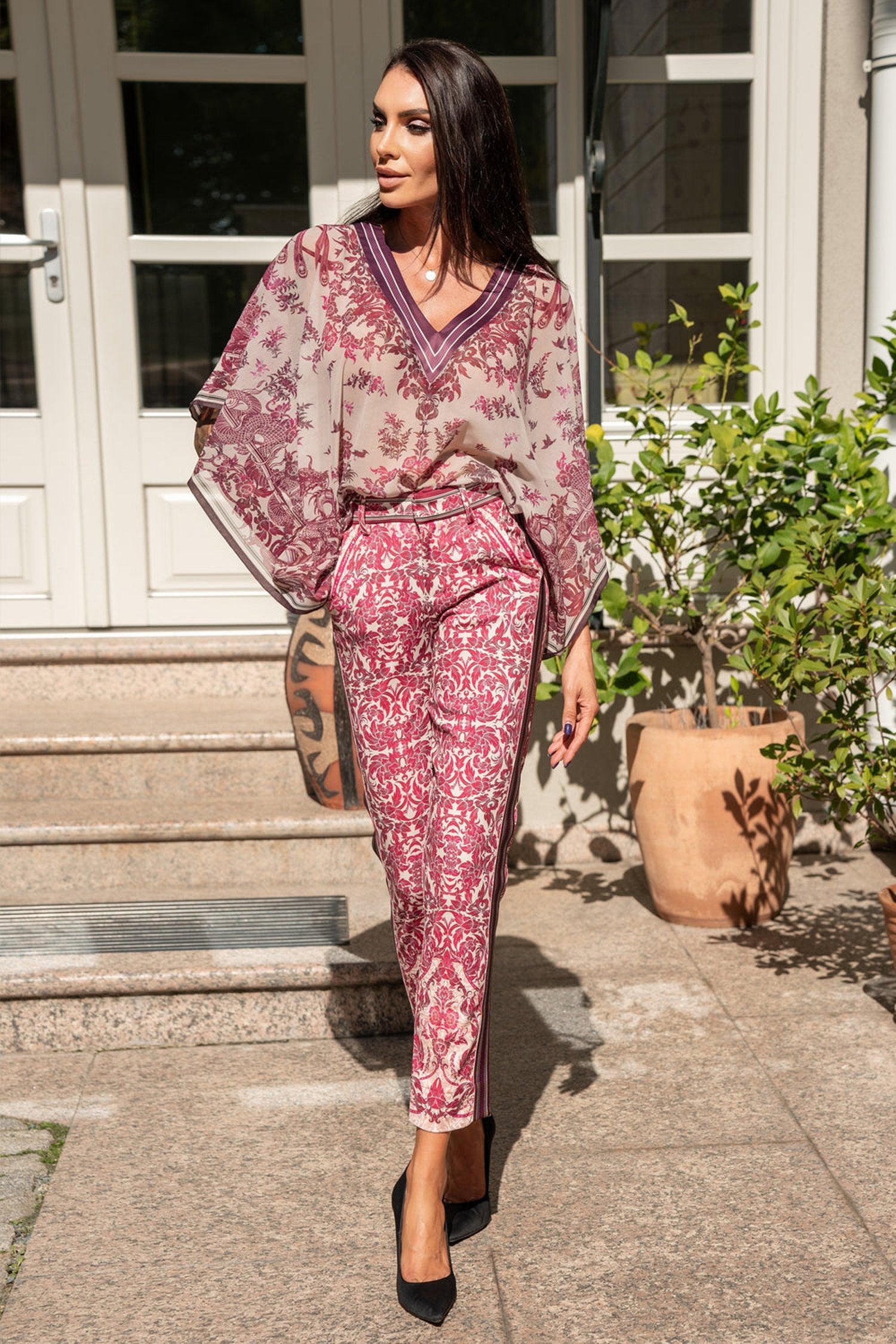CHIFFON TUNIC - ASIA BORDEAUX