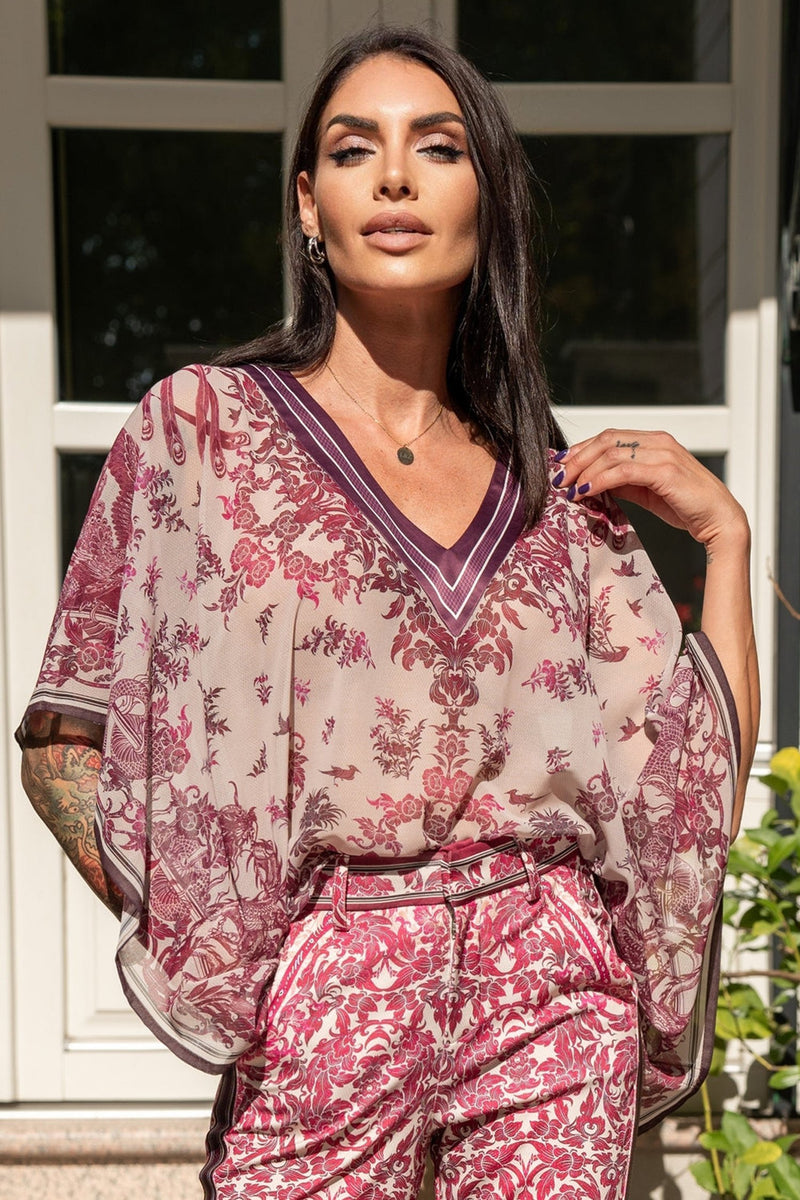 TUNICA IN CHIFFON - ASIA BORDEAUX