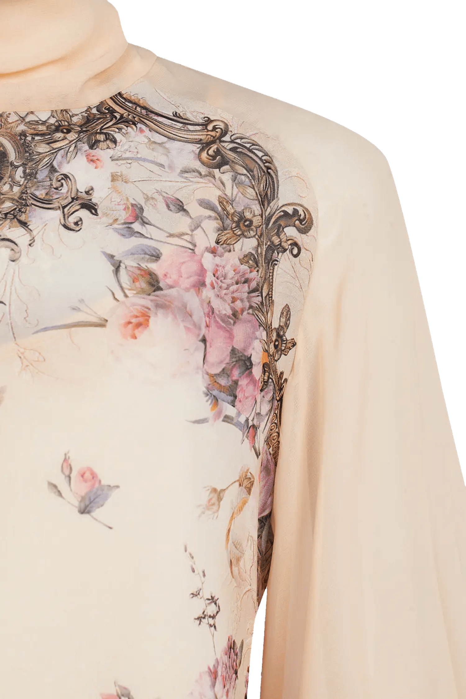 2-IN-1 DESIGNER CHIFFON-BLUSE UND TOP - BAROCKBLUMEN